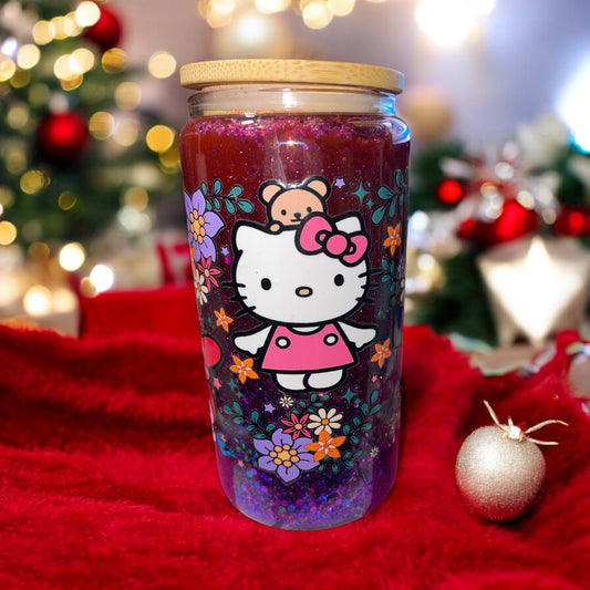 Hk floral 16oz glass